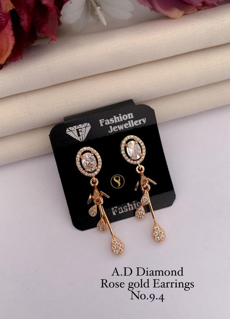 Elegant Rose Gold Leaf Danglers