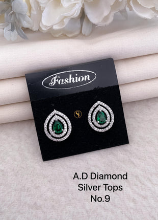 Green Stone Teardrop Studs