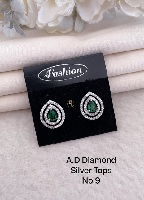 Green Stone Teardrop Studs