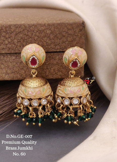 Pink Enamel Drop Jhumkas