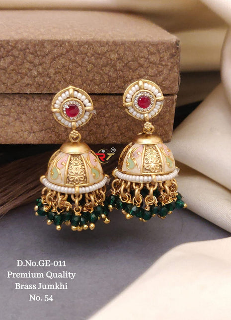 Pearl Topped Brass Jhumkas