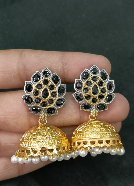 Gold-Plated Kundan Jhumkas