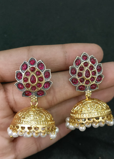 Gold-Plated Kundan Jhumkas