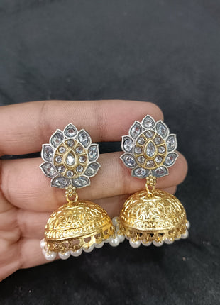 Gold-Plated Kundan Jhumkas