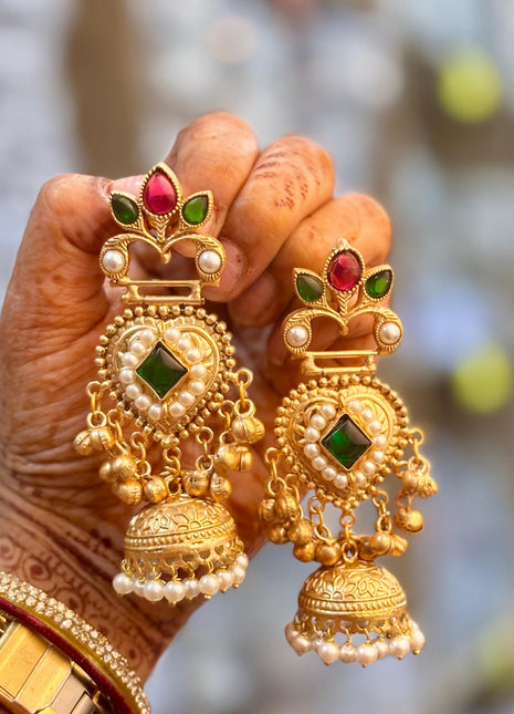 Gold Plated Multi Color Jhumkas