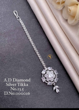 Oxidized Silver Leaf Design Maang Tikka