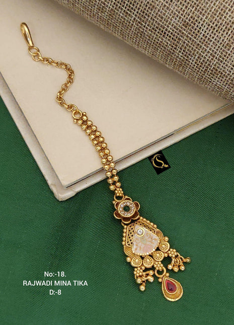 Gold Plated Pearl Drop Maang Tikka