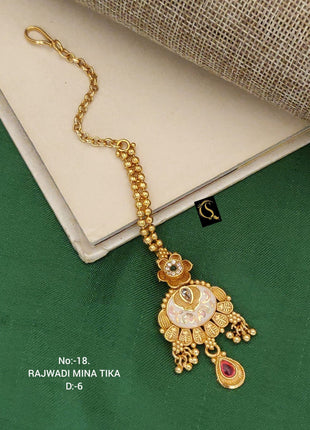 Kundan Pearl Teardrop Maang Tikka