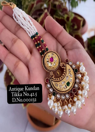 Gold Plated Pearl Cluster Maang Tikka