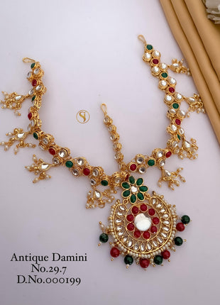 Gold kundan Pearl Drop Matha Patti