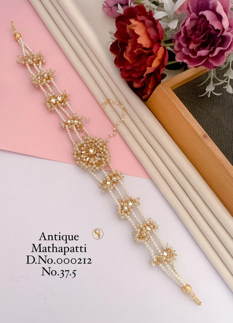 Royal gold kundanMaang Tikka with Dome Charm