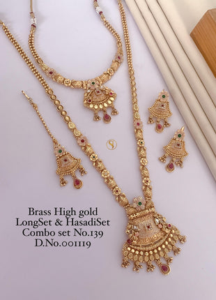 Royal Blue Enamel Pendant Set with Gold Accents