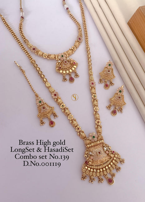 Royal Blue Enamel Pendant Set with Gold Accents