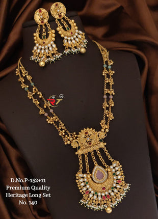 Gold Plated Pendant Set with Dual-Tone Pear Drop Design