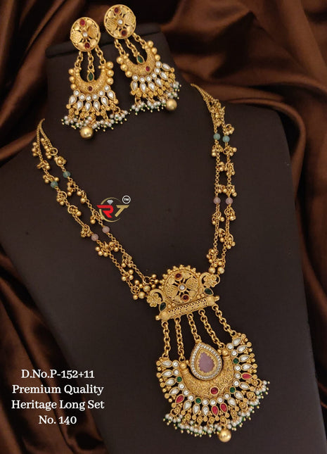 Gold Plated Pendant Set with Dual-Tone Pear Drop Design