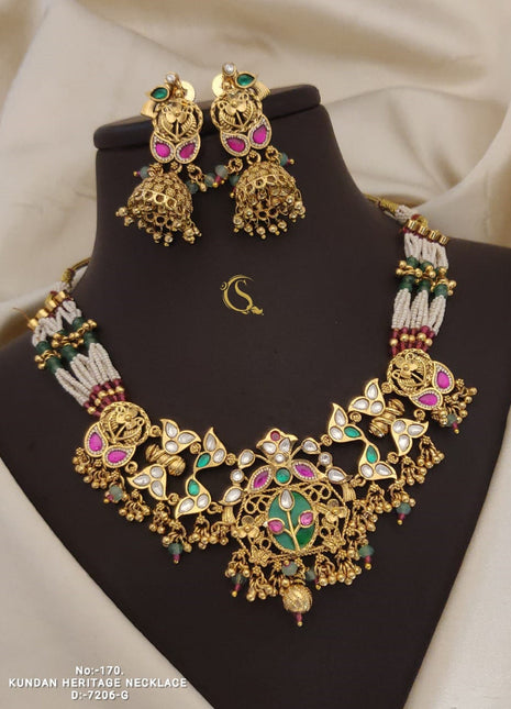 Temple Jewelry Inspired Pendant Set with Intricate Detailing