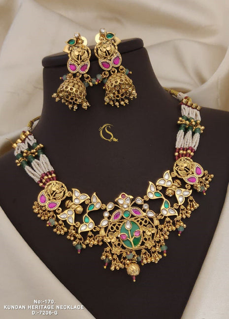 Temple Jewelry Inspired Pendant Set with Intricate Detailing