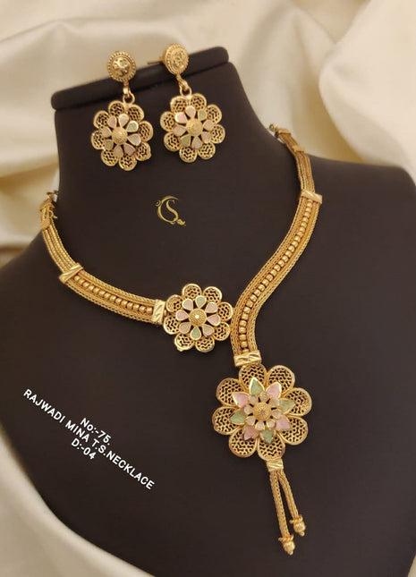 Elegant White & Gold Pendant Set with Pearl Detailing