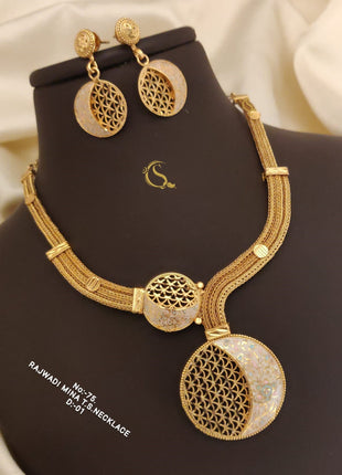 Blue & Silver Statement Pendant Set with Crystal Work