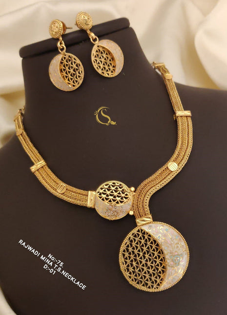 Blue & Silver Statement Pendant Set with Crystal Work