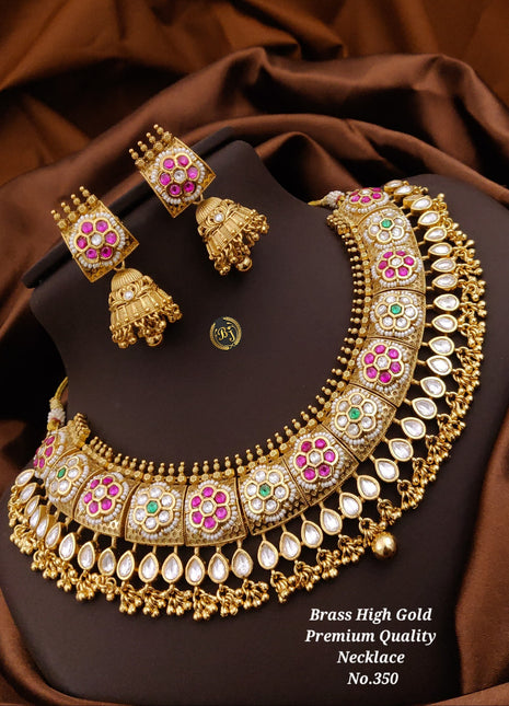 Modern Rose Gold Pendant Set with White Stones