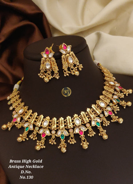 Vibrant Multicolor Pendant Set with Gold Embellishments