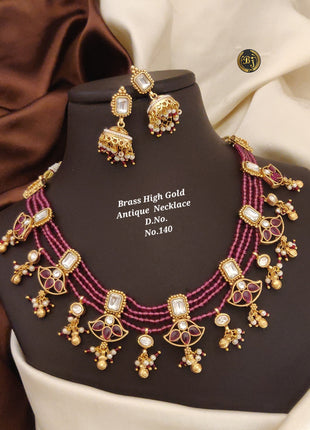 Graceful Pearl Drop Pendant Set in Gold Finish