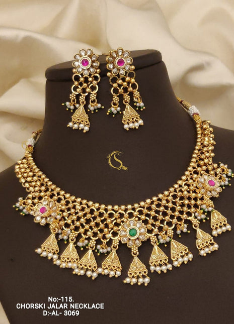 Elegant Ruby Floral Pendant Set with Earrings