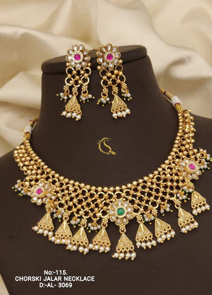 Elegant Ruby Floral Pendant Set with Earrings