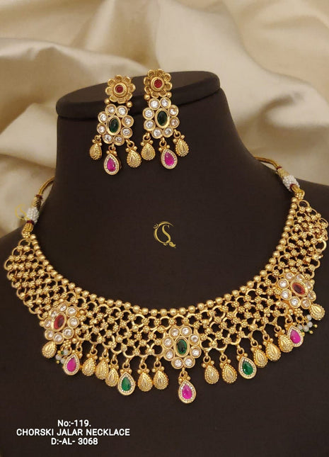 Classic Gold-Tone Leaf Pendant Set with Pearls