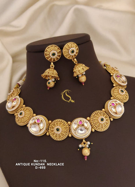 Modern Geometric Pendant Set in Gold-Plated Finish