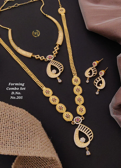 Elegant Silver-Tone Pendant Set with Red Crystal Accents