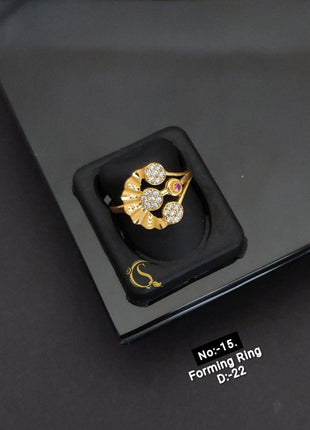 Stone-Embedded Flower Ring