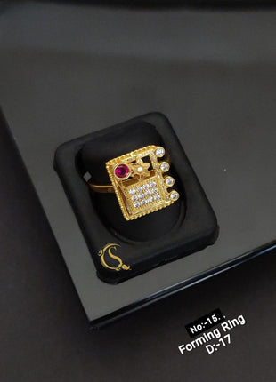 Dual-Tone Floral Adjustable Ring