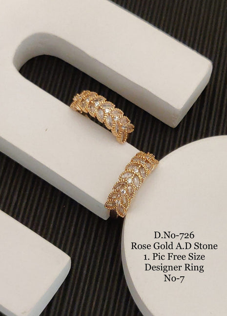 Gold-Plated Heart Ring with White Stones