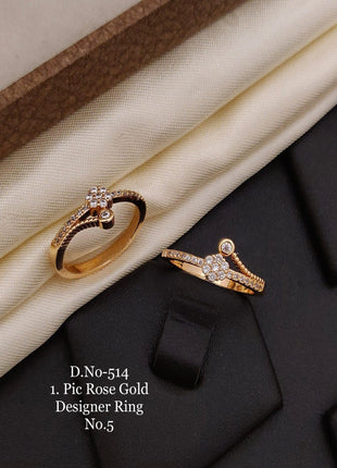 Star-Shaped Gold Ring with White Stones