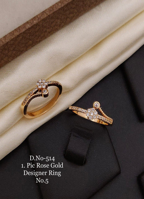 Star-Shaped Gold Ring with White Stones