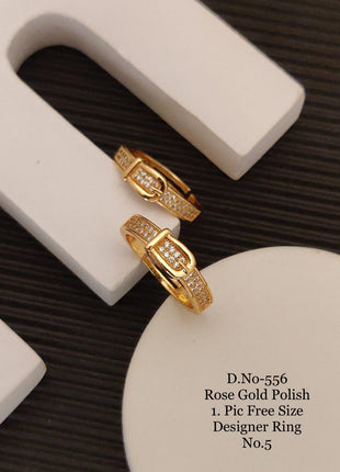 Elegant Floral Adjustable Ring in Rose Gold Finish