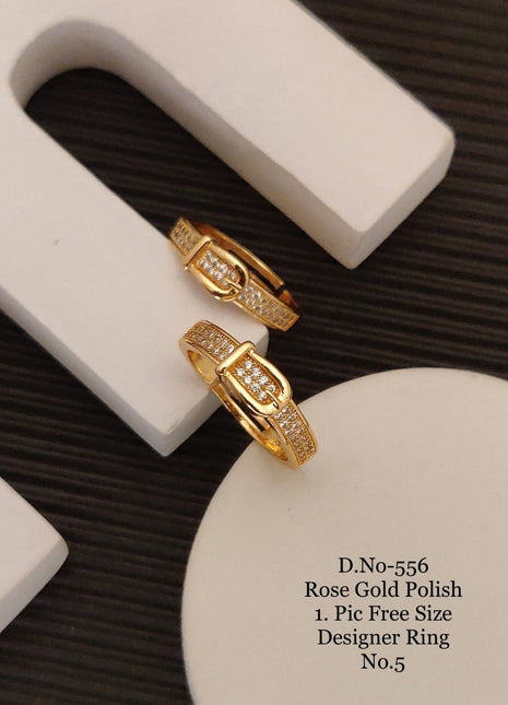 Elegant Floral Adjustable Ring in Rose Gold Finish