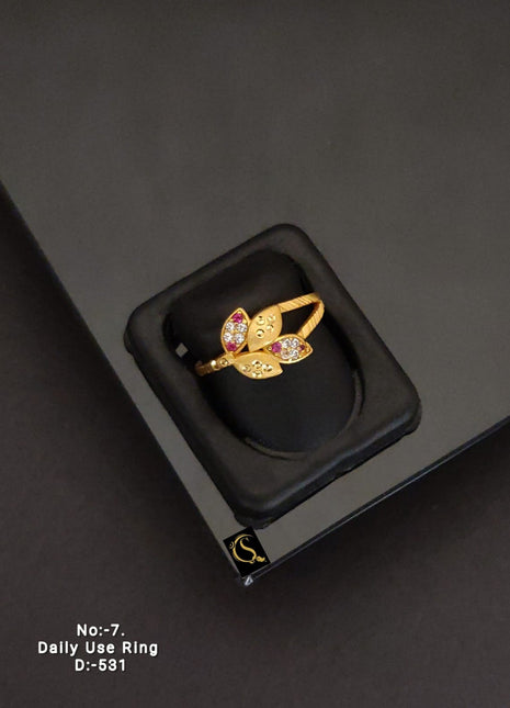 Elegant Pink Stone Adjustable Ring