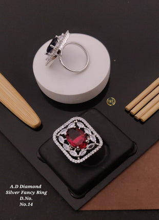 Floral Crystal Adjustable Ring