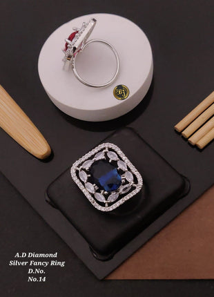 Floral Crystal Adjustable Ring