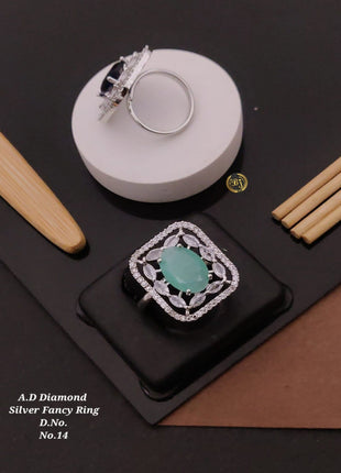 Floral Crystal Adjustable Ring