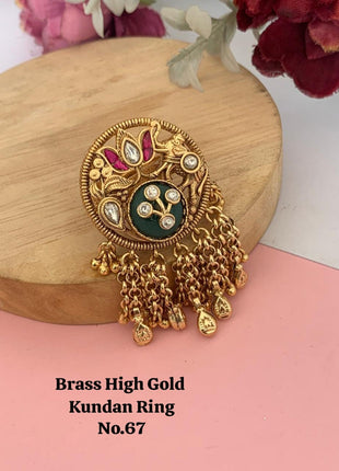 Kundan Floral Adjustable Ring with Pearl Detailing