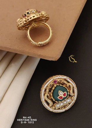 Emerald Leaf Adjustable Ring