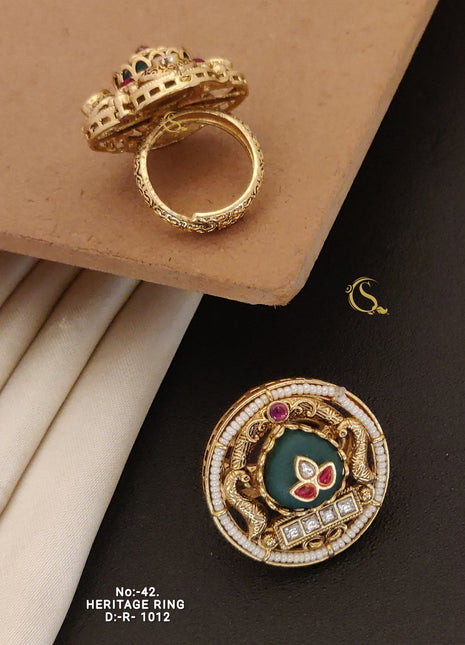 Emerald Leaf Adjustable Ring