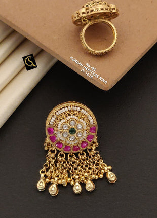 Kundan Pearl Designer Ring