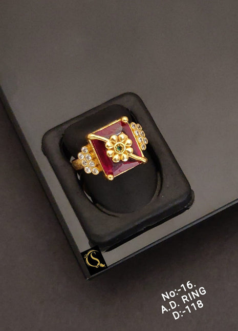 Elegant Kundan Gold Plated Ring Set