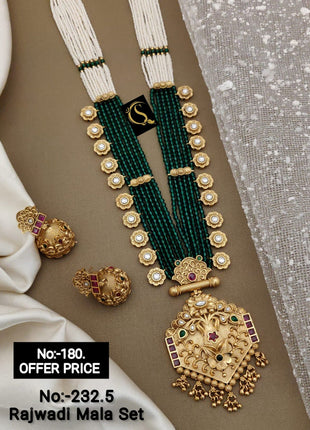Gold-Plated Kundan Pendant Set with Earrings â€“ Perfect for Wedding Wear