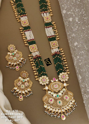 Traditional Monzonite Pendant Set with Earrings â€“ Perfect for Festival Wear